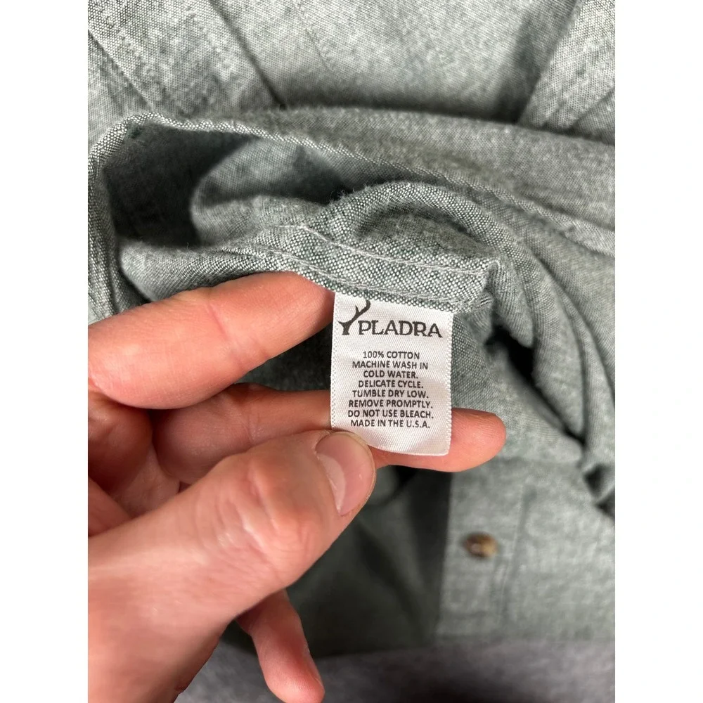 Pladra Flannel Shirt Mens Small‎ Green Button Down Made in USA Landscape Lining - Picture 11 of 11